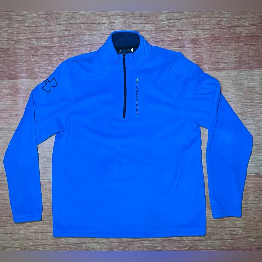 Under Armour Mens Quarter Zip Blue Fleece Sweater Large